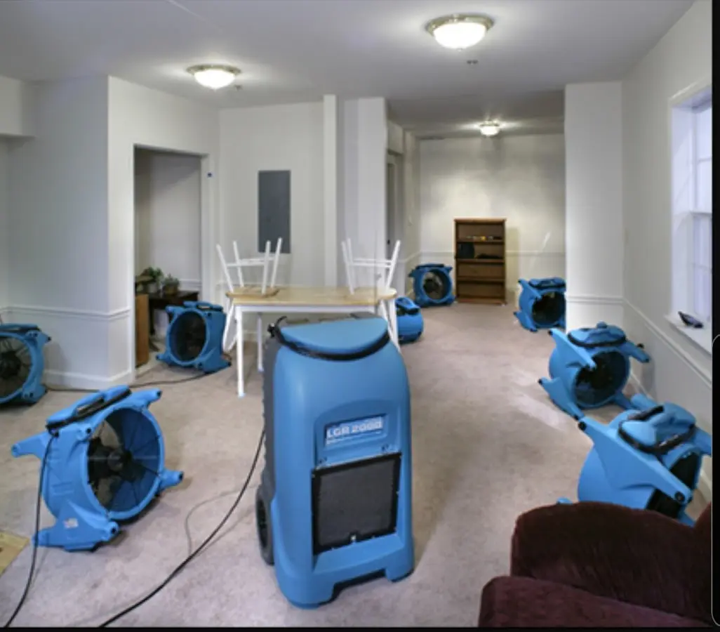 Air movers and dehumidifier setup for Water Extraction & Removal in La Cresta